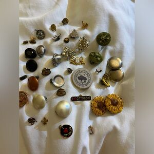 Vintage junk drawer Clip earrings charm jewelry lot.